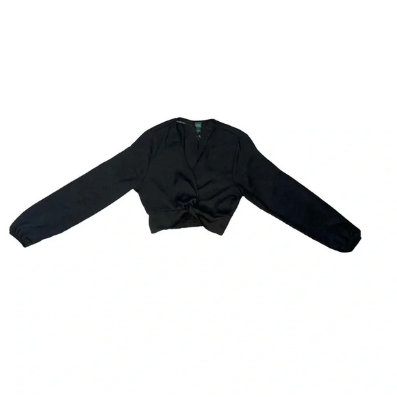 Wild Fable Satin Twist Front Top | Black | Size S - Picture 2 of 7